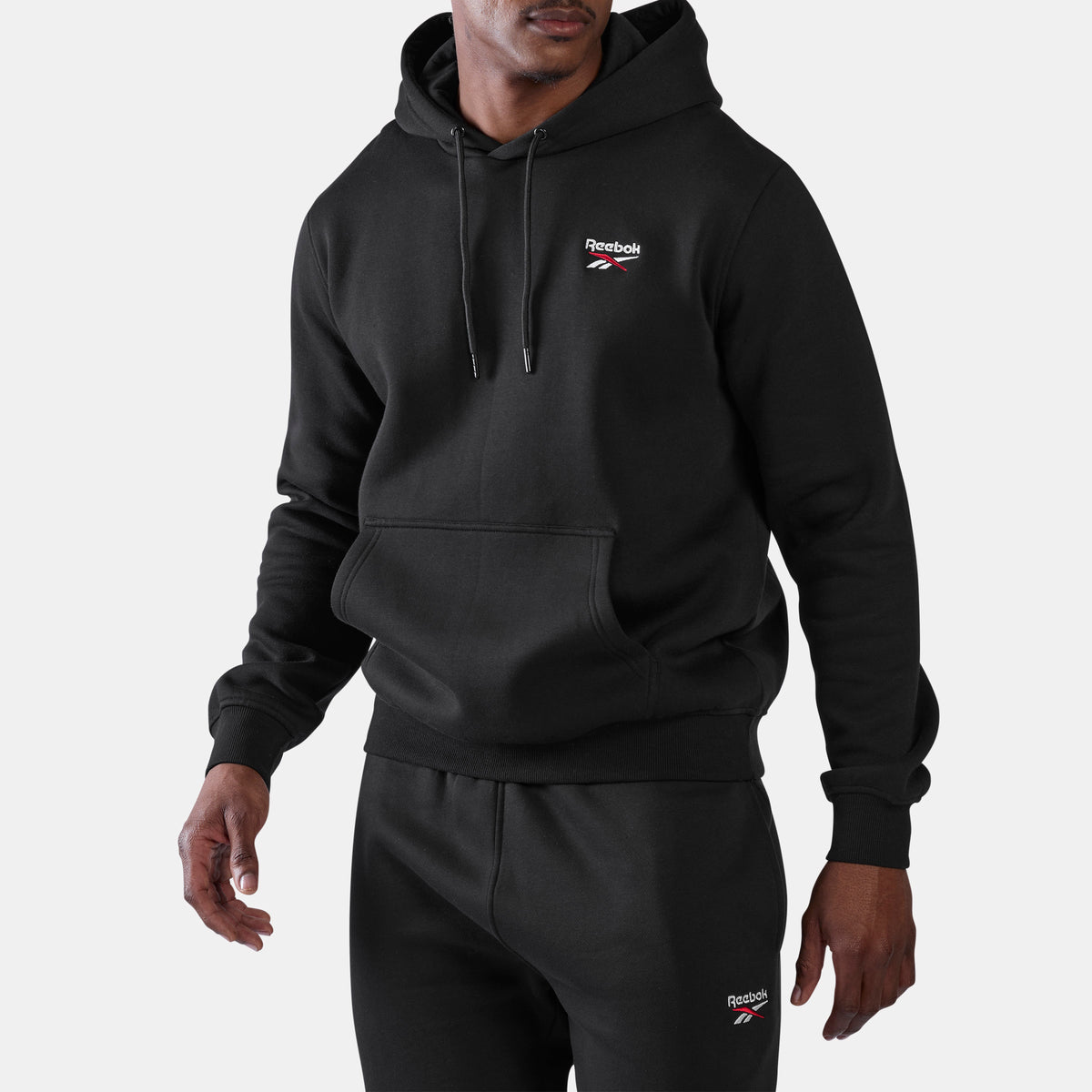 Reebok Men's Id 2-Col Logo Fleece Hoodie  In Black REG