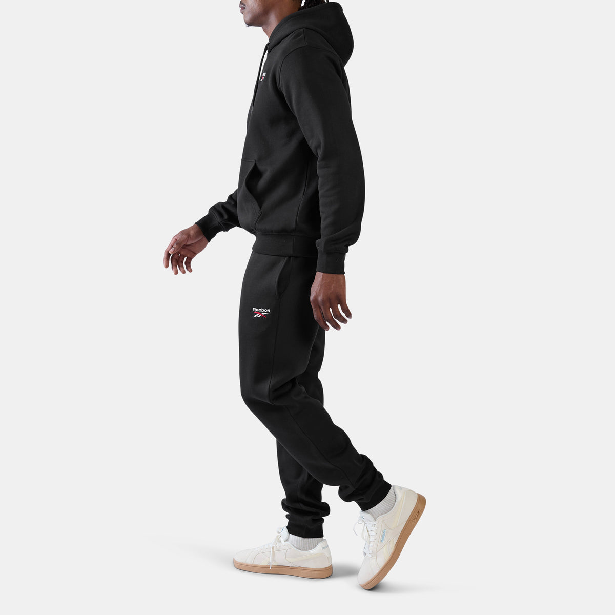 Reebok Men's Id 2-Col Logo Fleece Hoodie  In Black REG