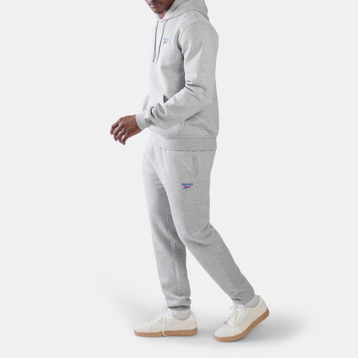 Reebok Men's Id 2-Col Logo Fleece Hoodie  In Light Grey Marl REG