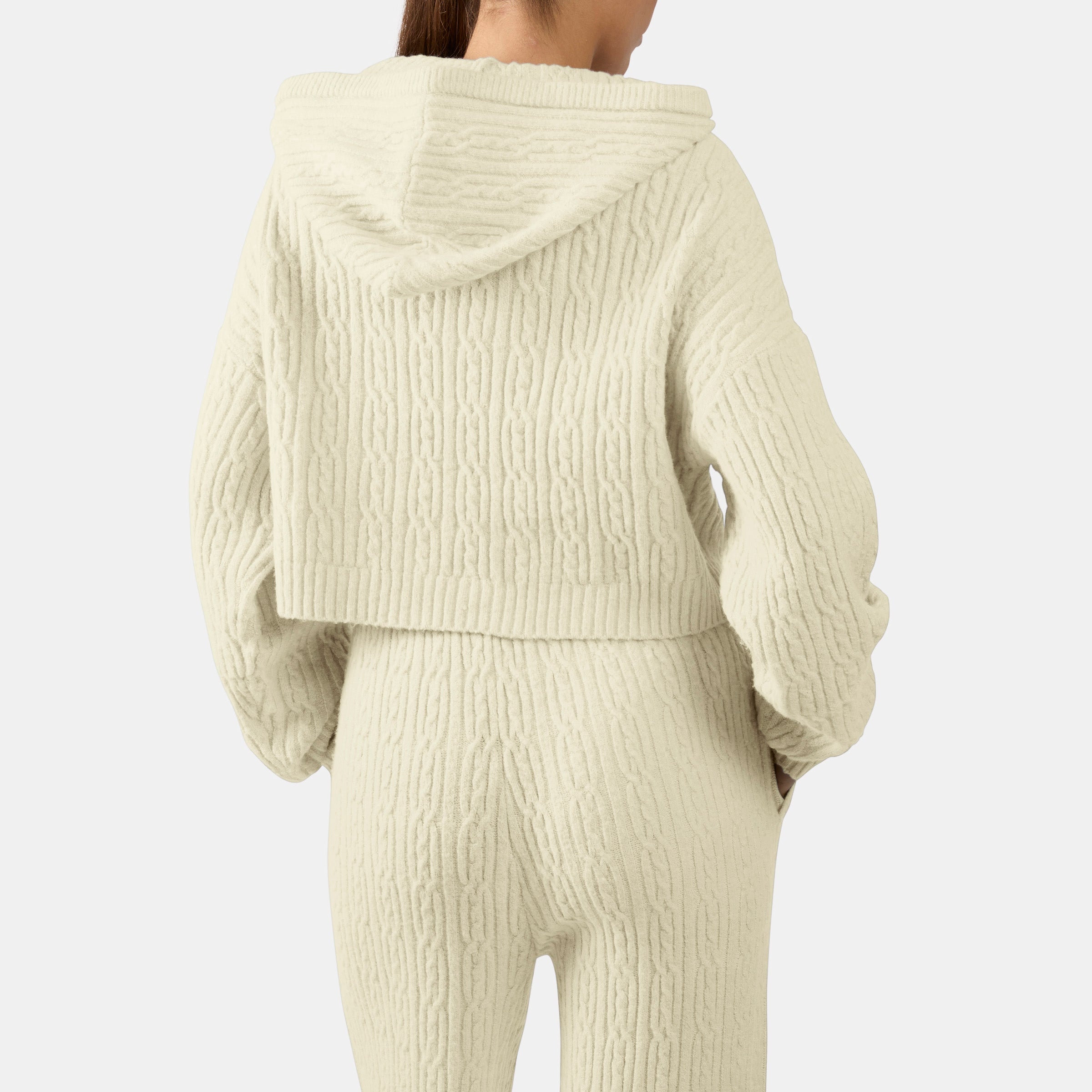 Reebok Women's Elevated Athletic Cable Knit Hoodie  In Linen REG