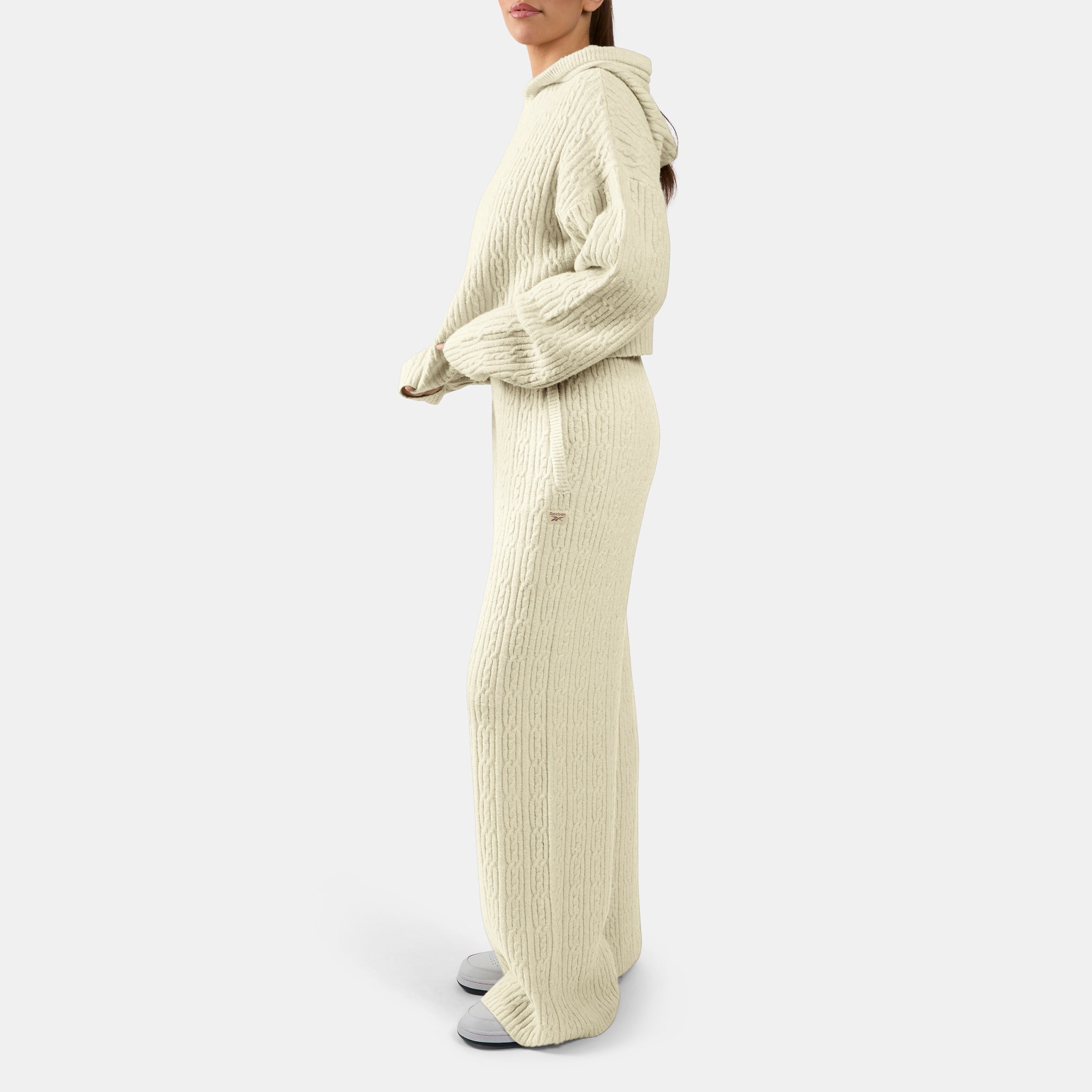 Reebok Women's Elevated Athletic Cable Knit Hoodie  In Linen REG