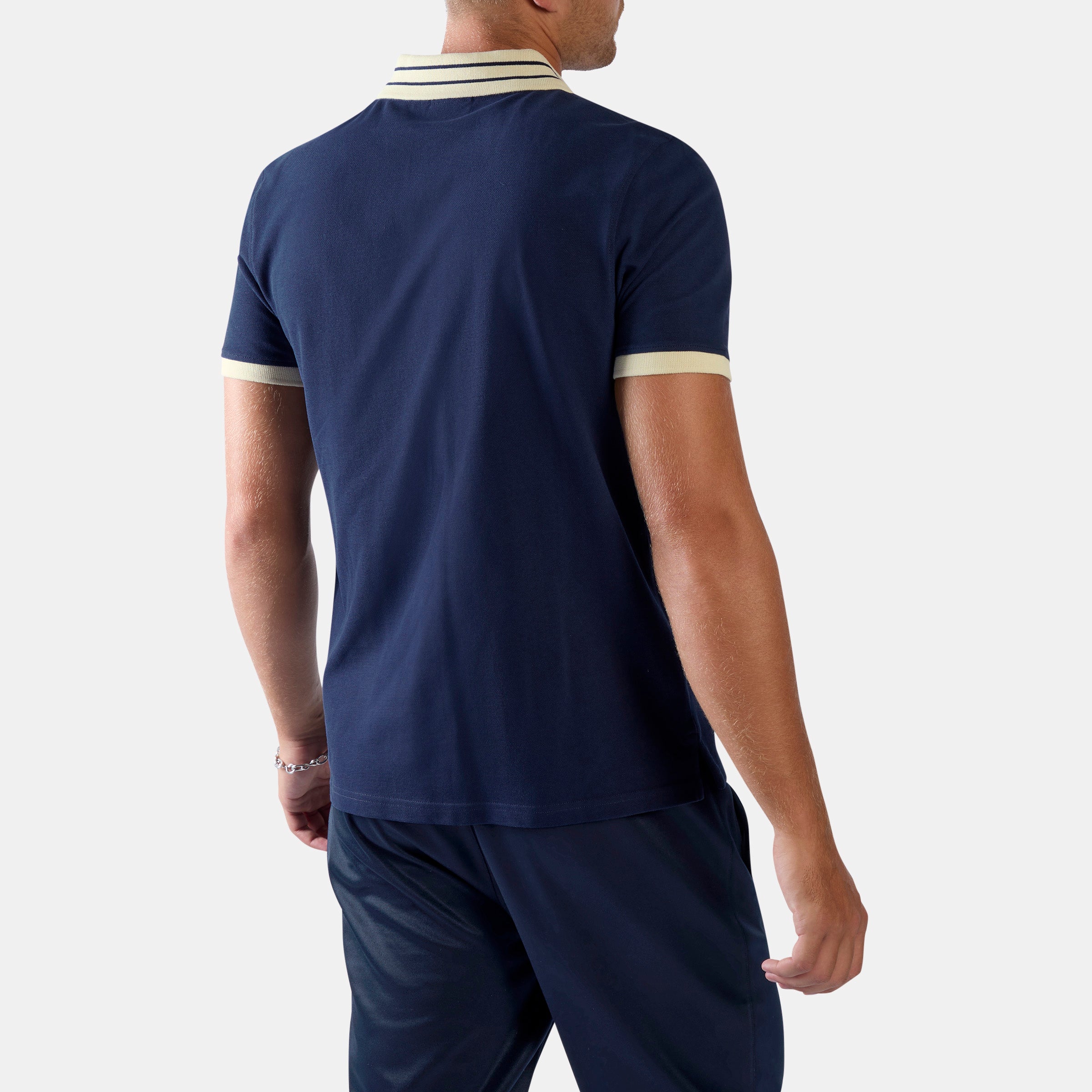 Reebok Men's Heritage Panelled Pique Polo Shirt  In Navy/Linen REG