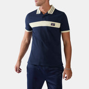 Reebok Men's Heritage Panelled Pique Polo Shirt  In Navy/Linen REG