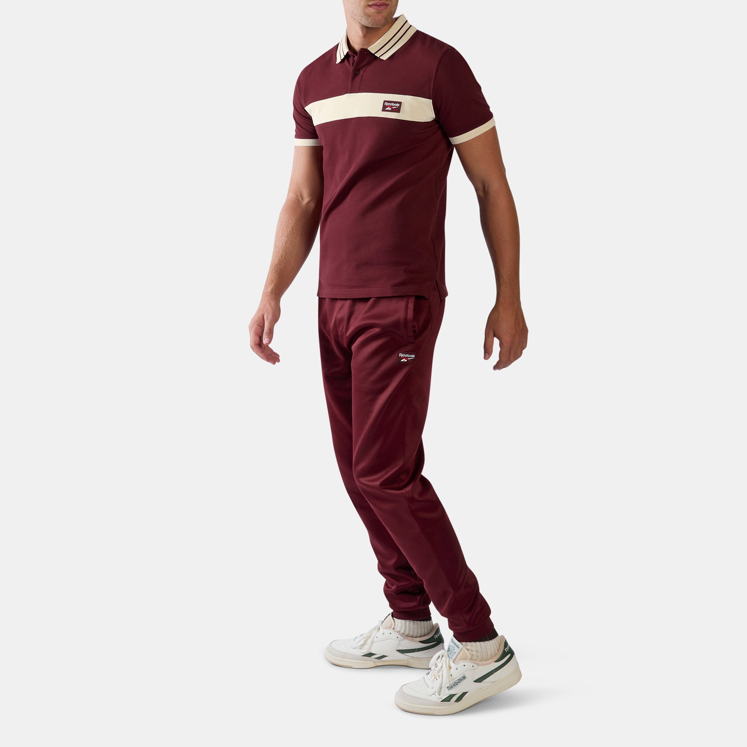 Reebok Men's Heritage Panelled Pique Polo Shirt  In Red REG