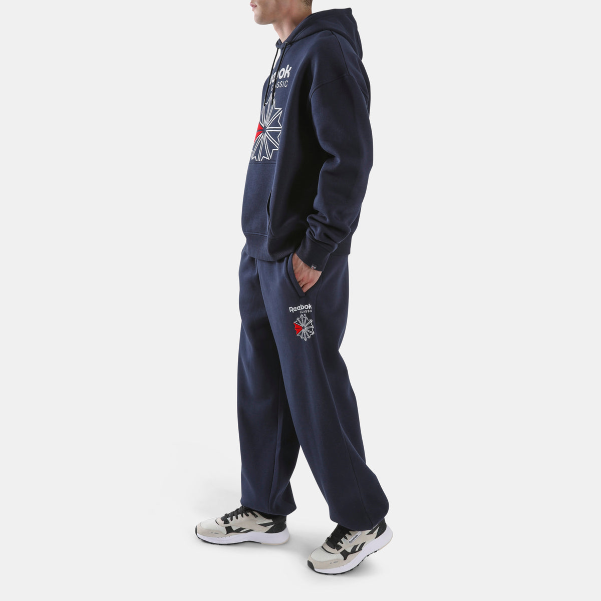 Reebok Men's Starcrest Relaxed Hoodie  In Navy REG