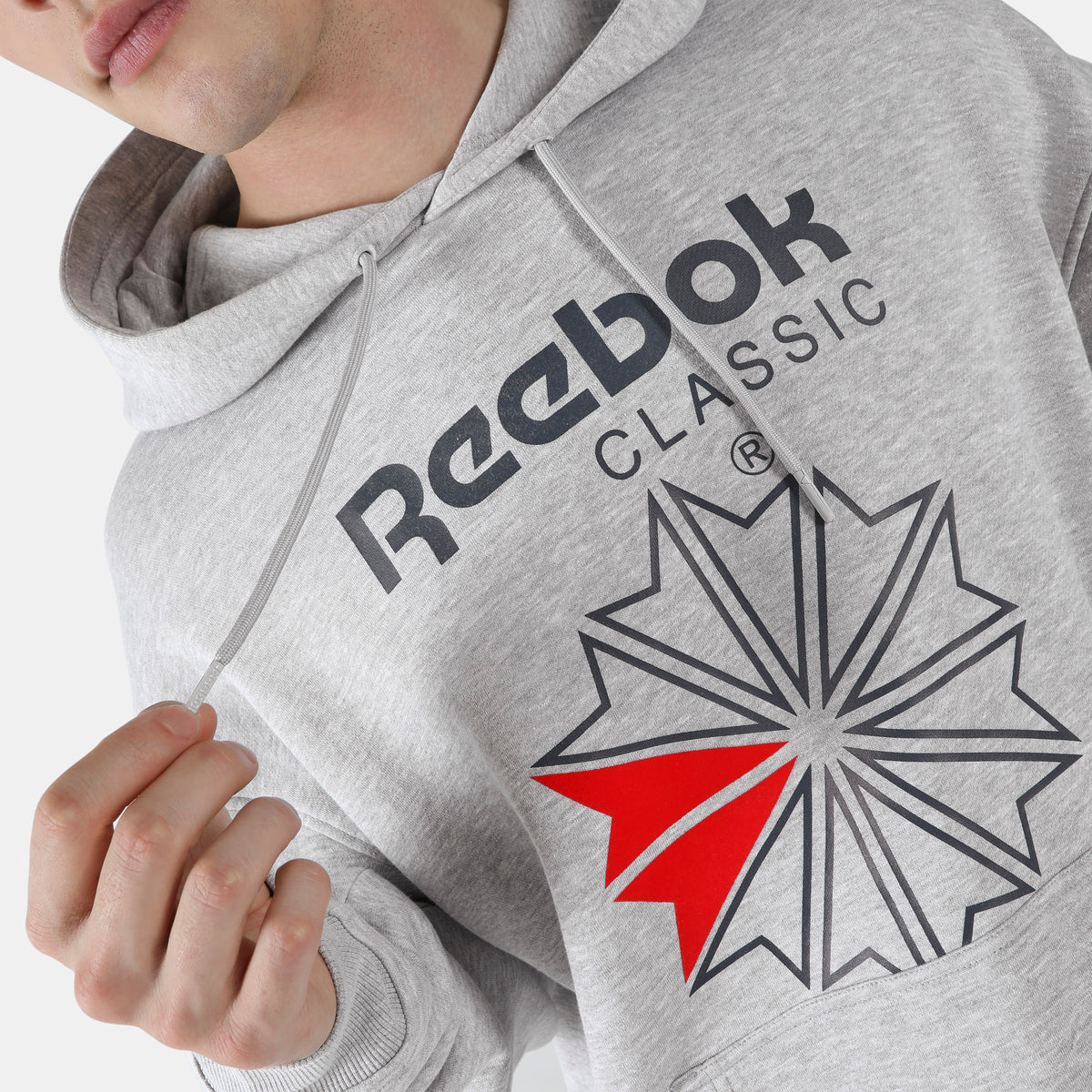 Reebok Men's Starcrest Relaxed Hoodie  In Light Grey Marl REG