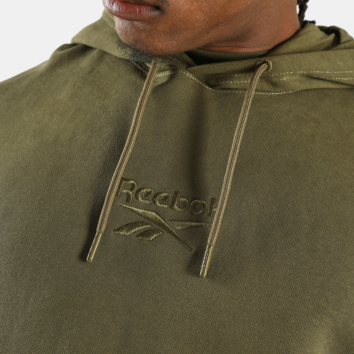 Reebok Men's Workwear Patch Logo Hoodie  In Olive REG