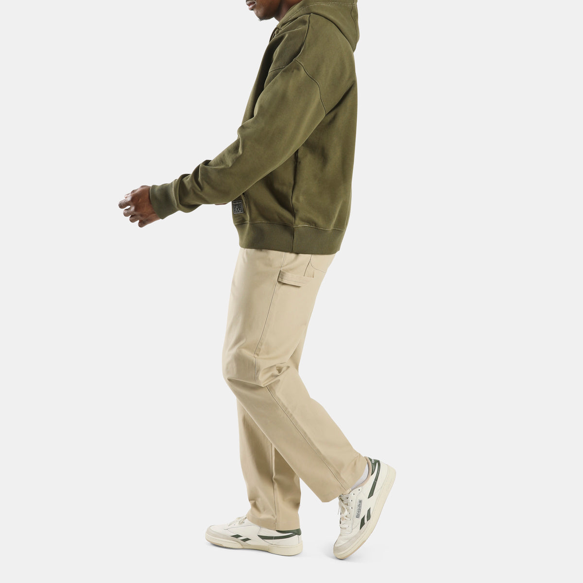 Reebok Men's Workwear Patch Logo Hoodie  In Olive REG
