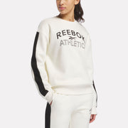 Reebok Women's Id Panel Play Fleece Crew Sweatshirt  In Chalk REG