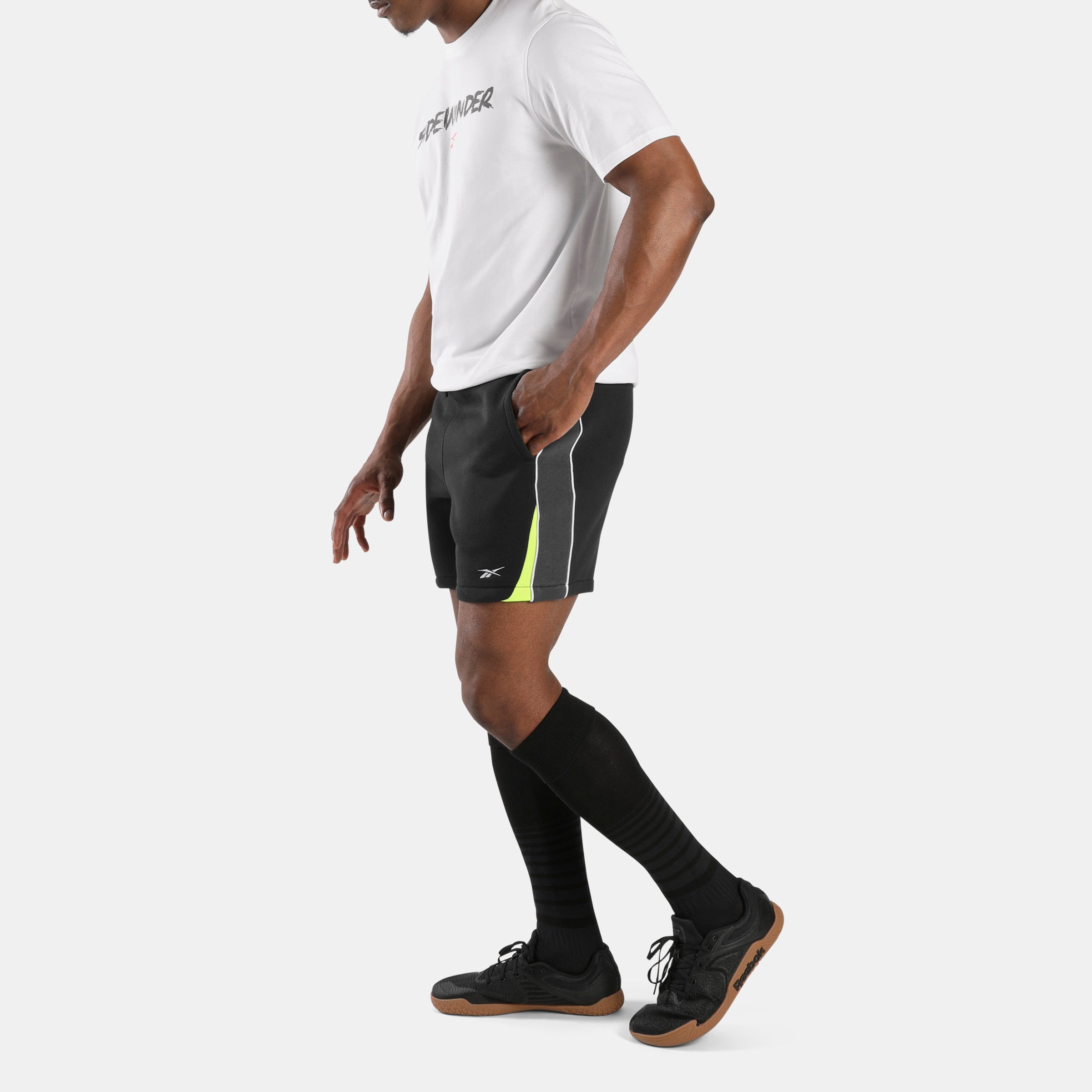 Reebok Men's Sidewinder Football Sweat 7" Shorts  In Black/Grey REG