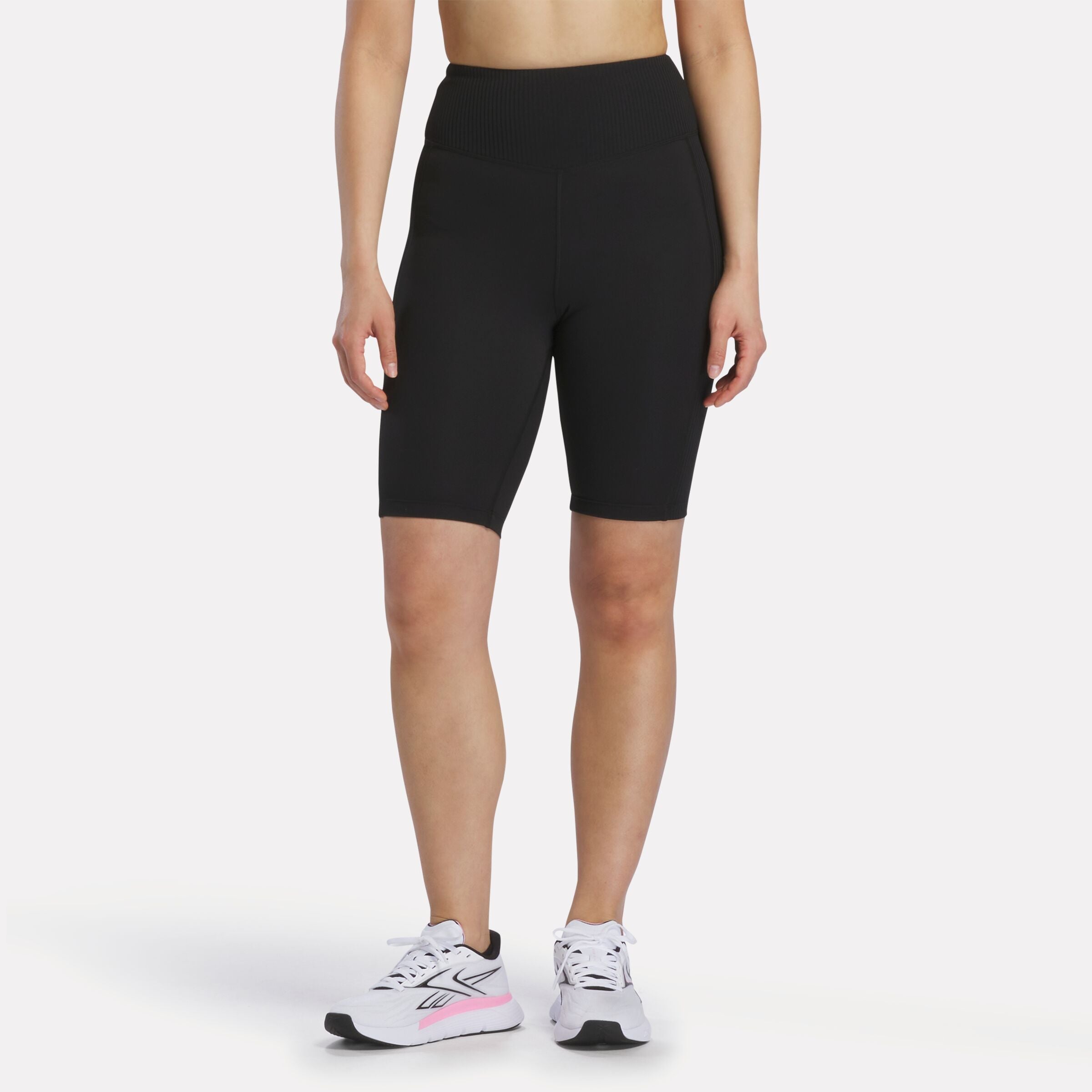 Reebok Women's Lux Peached Biker Shorts  In Black REG