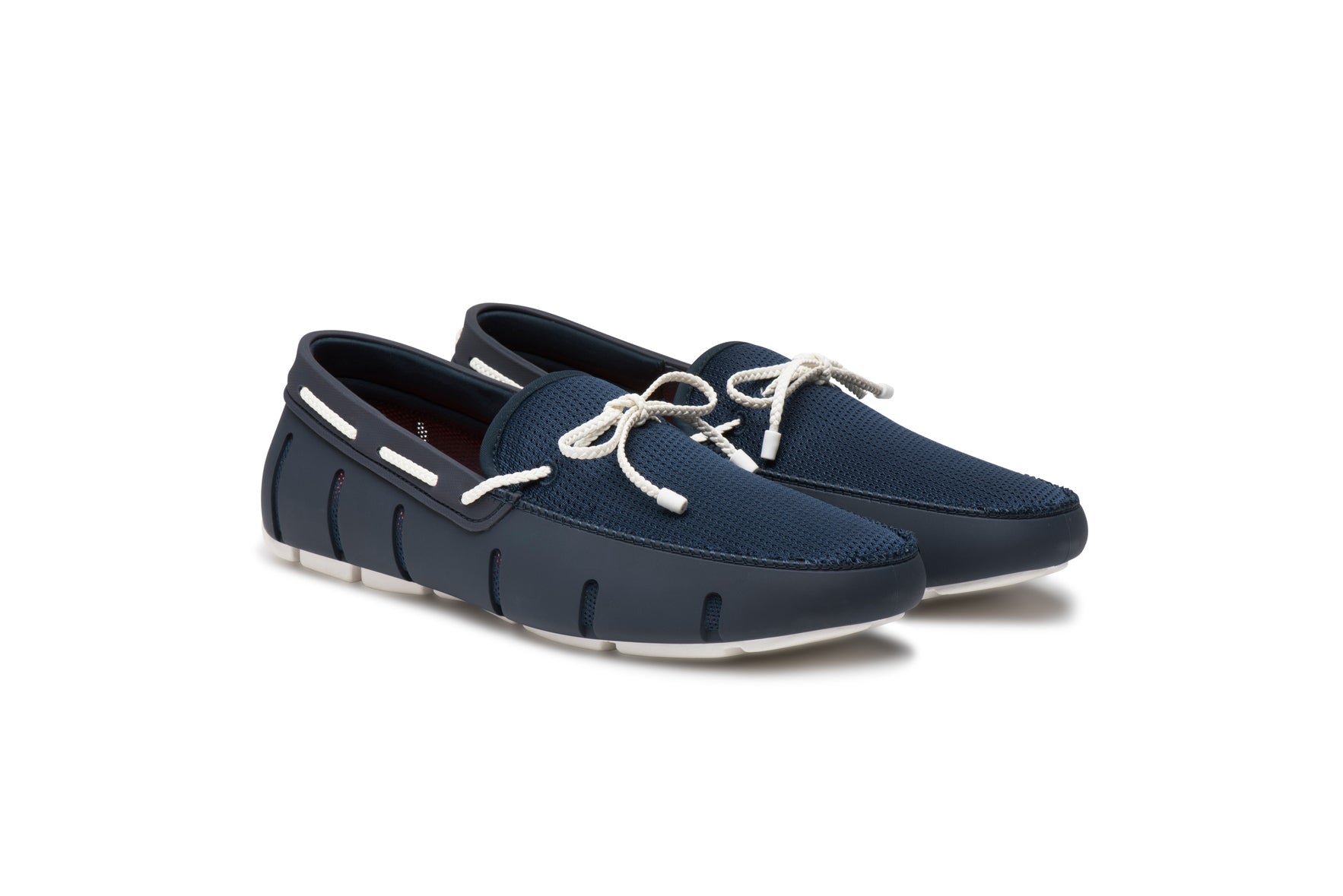Mocassins à lacets tressés pour homme Swims, bleu marine et blanc