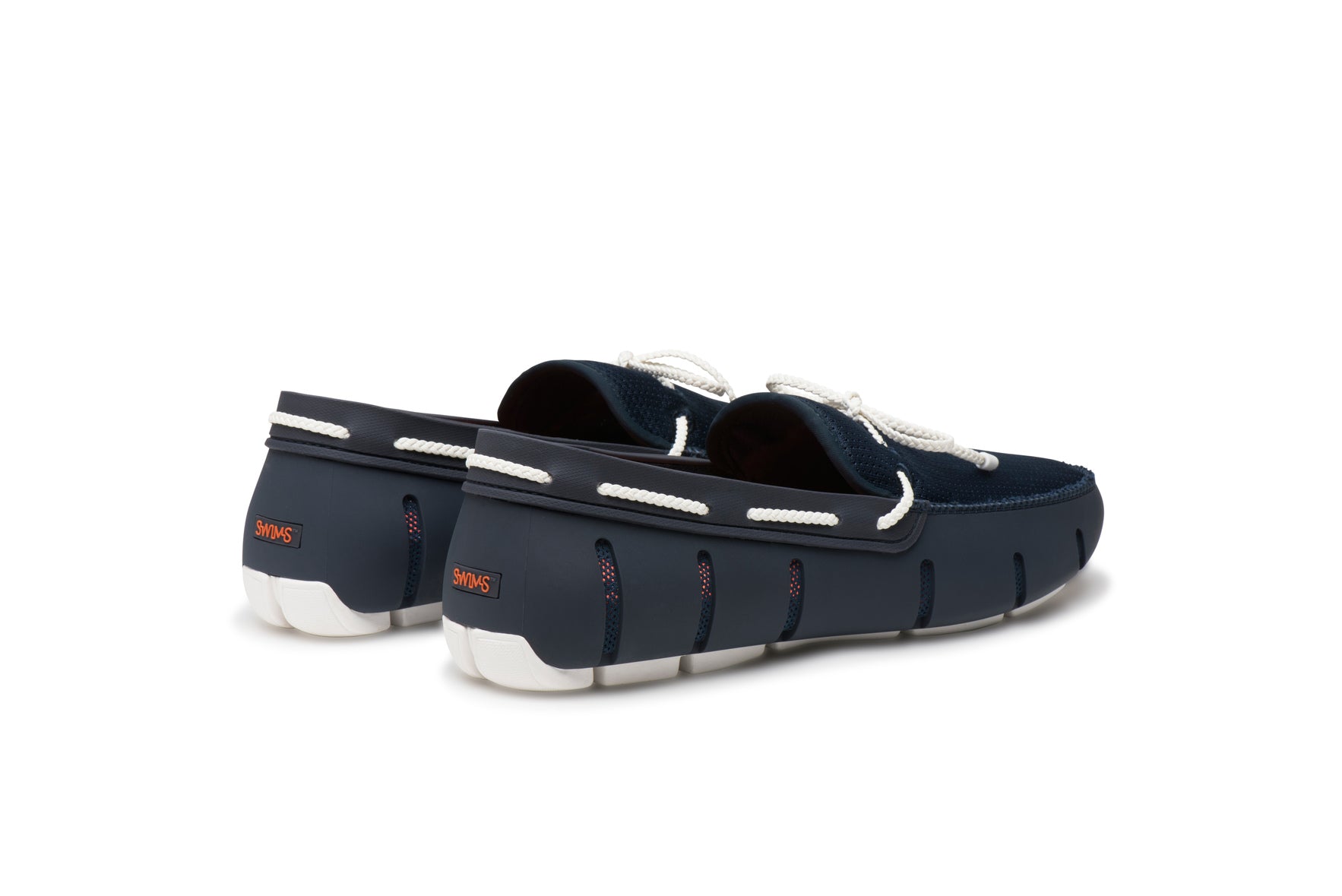 Mocassins à lacets tressés pour homme Swims, bleu marine et blanc