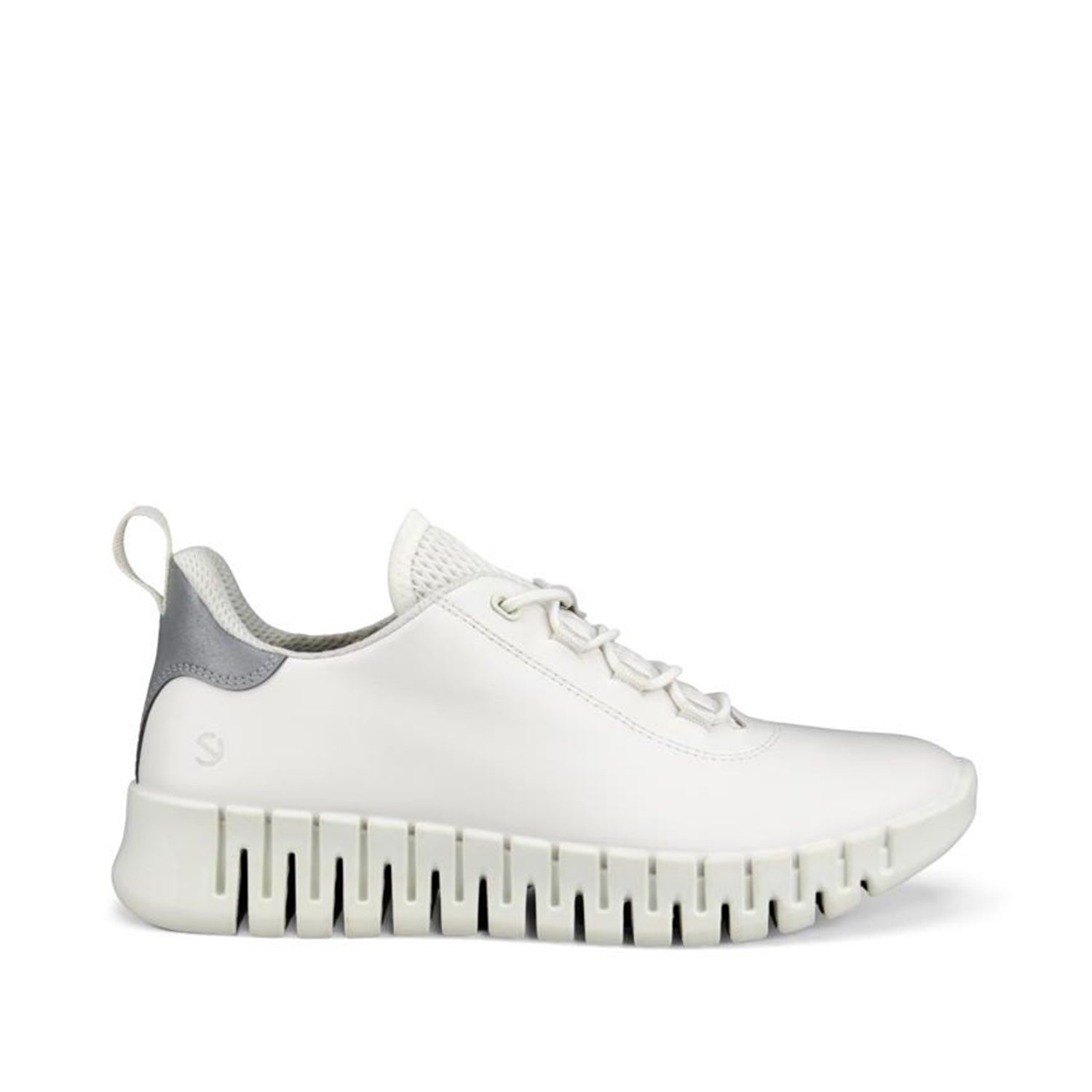 ECCO Women's Gruuv Sneaker Lea in White/Light Grey