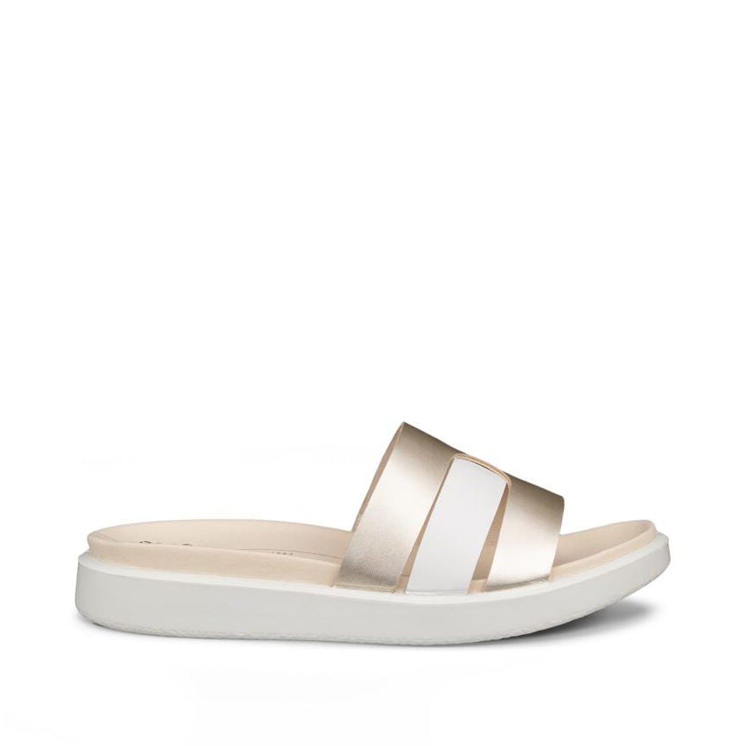 ECCO Women's Flowt Slide in White/Pure Gold