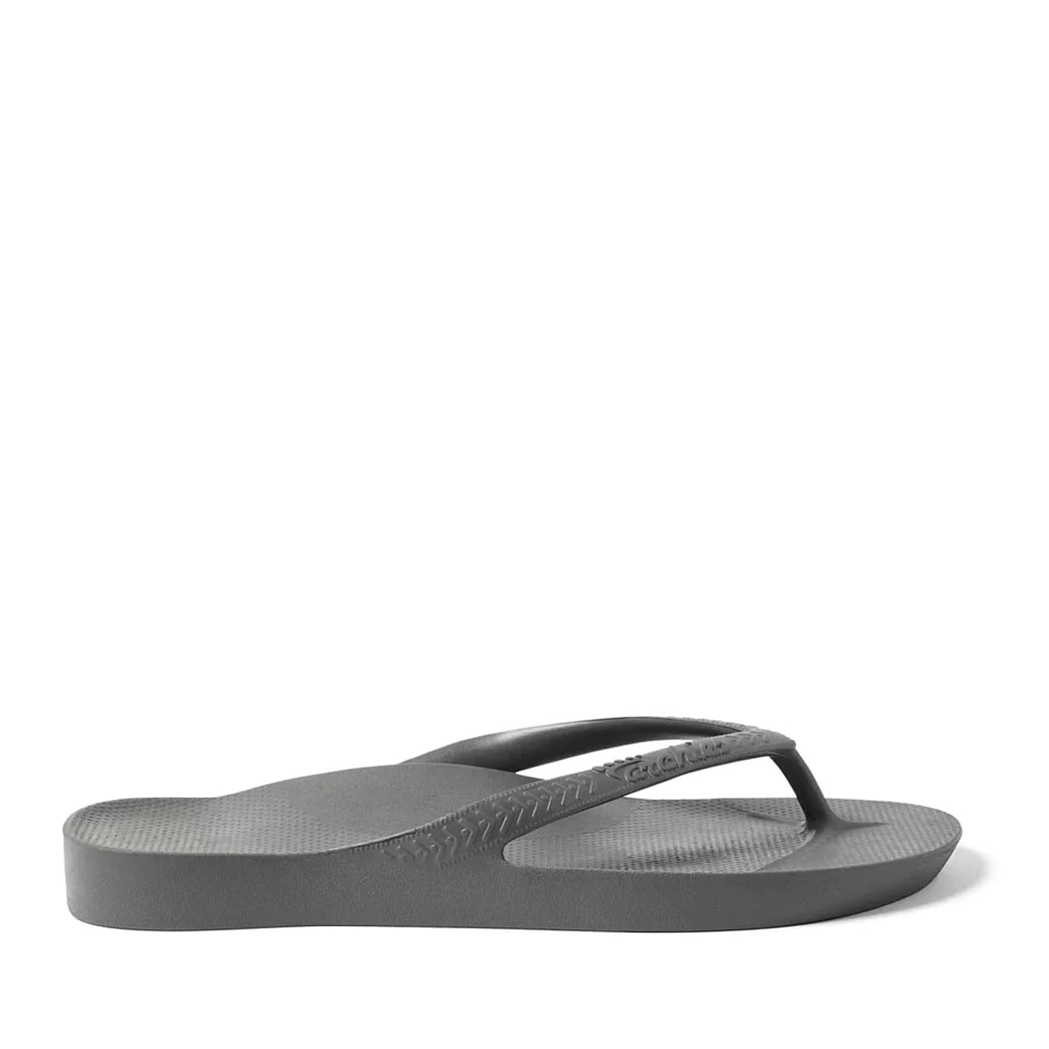 Charcoal thong flip flops on a Charcoal background