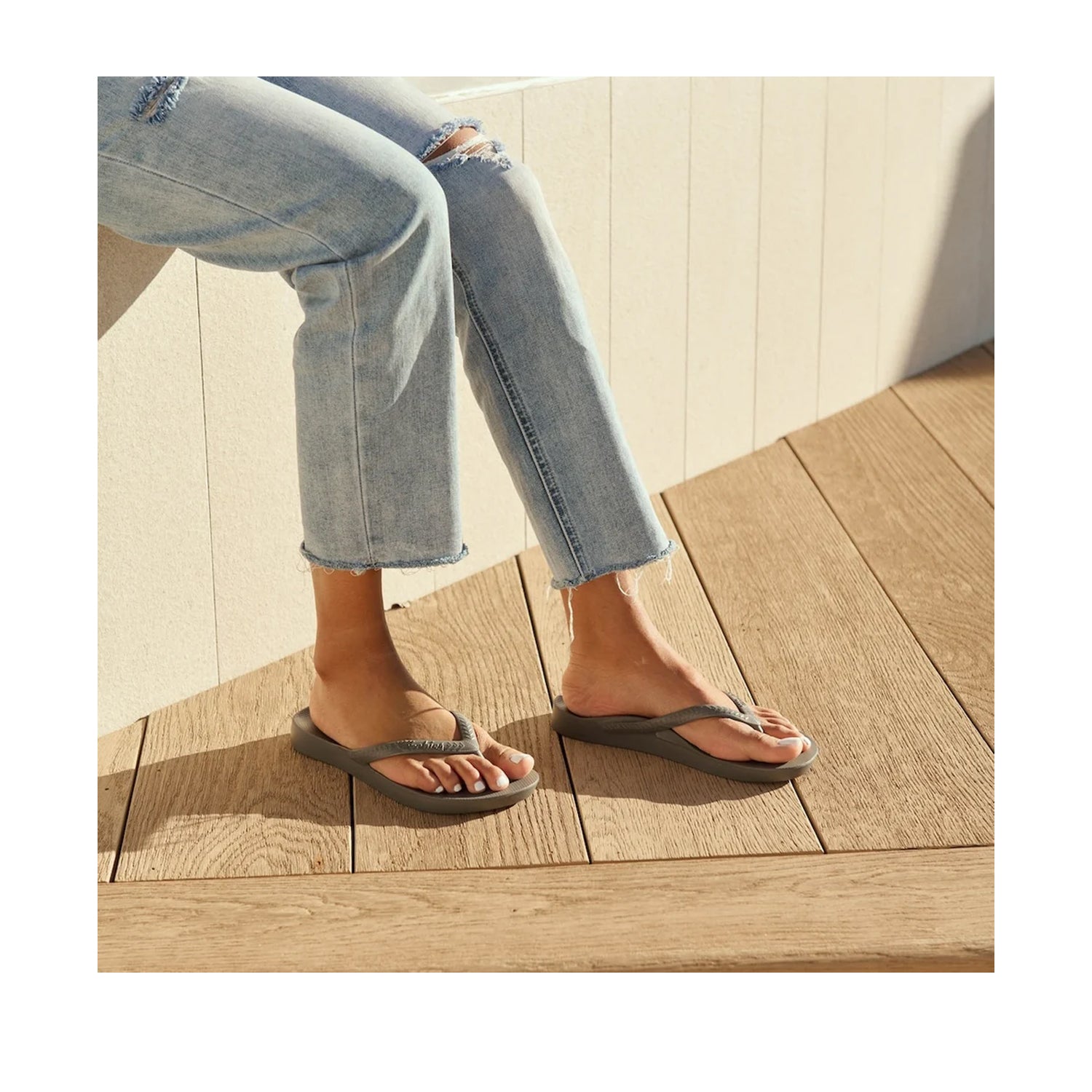 Archies Women's Support Flip Flops in Charcoal
