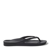 Crystal Black thong flip flops on a Crystal Black background