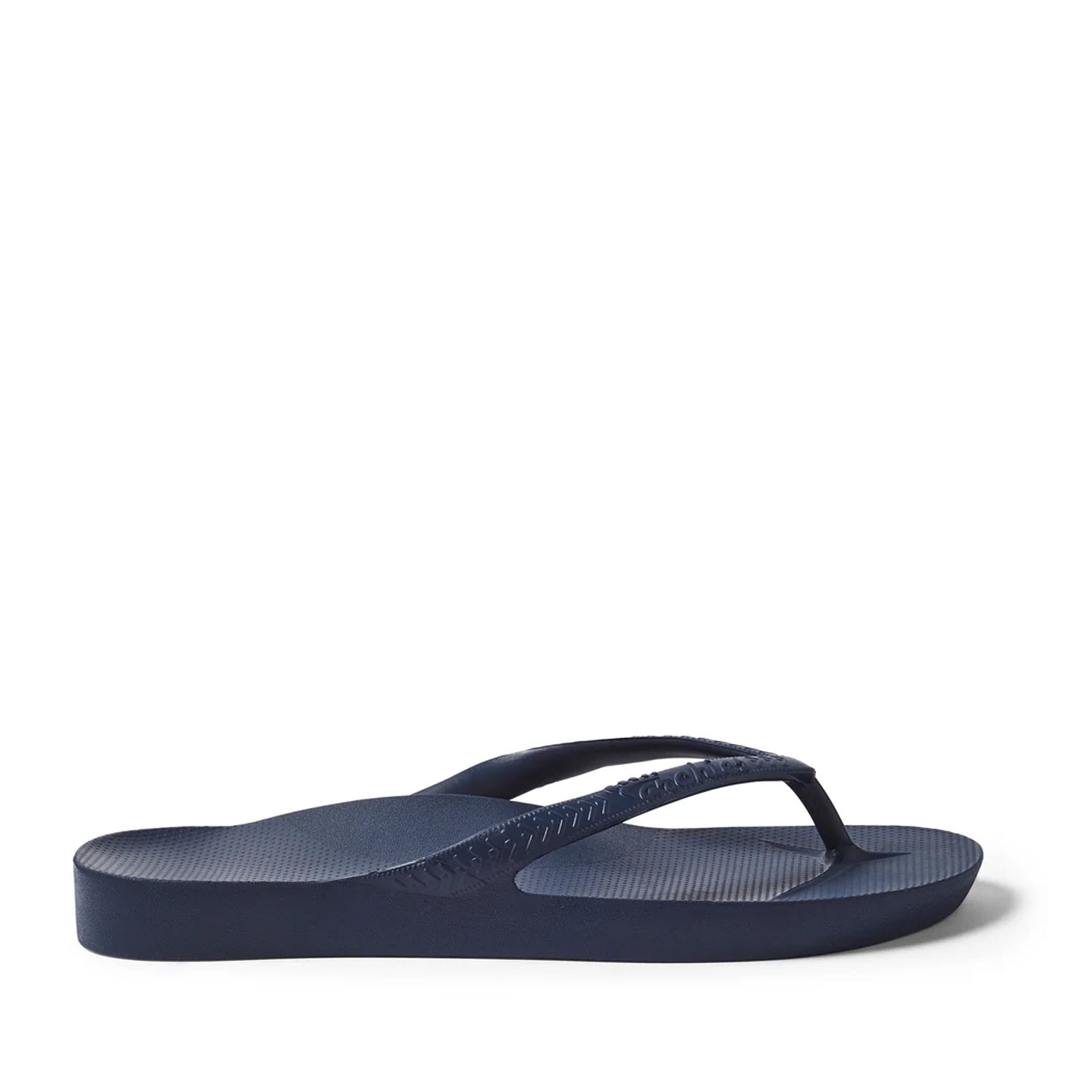 Navy thong flip flops on a Navy background