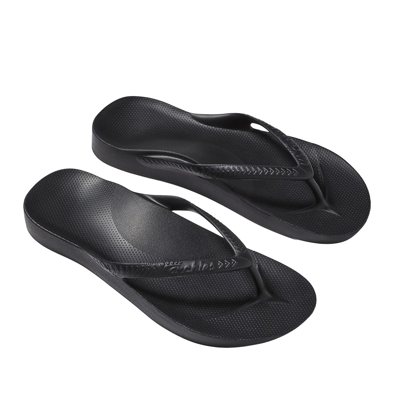 Archies Unisex Support Flip Flops in Black