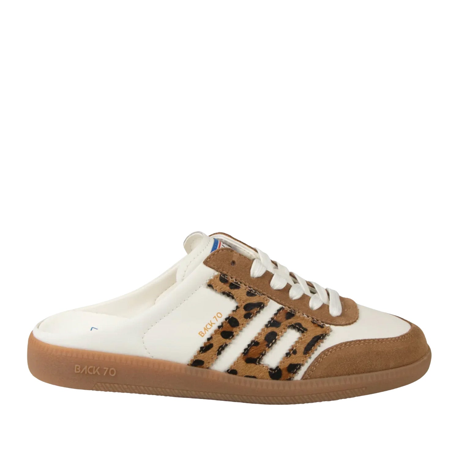 Back 70 Women's Easter 961 Mule in White Camel Leopard