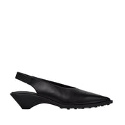 black slingback heel on a white background