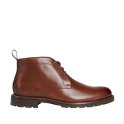 brown lace-up chukka boot on a white background
