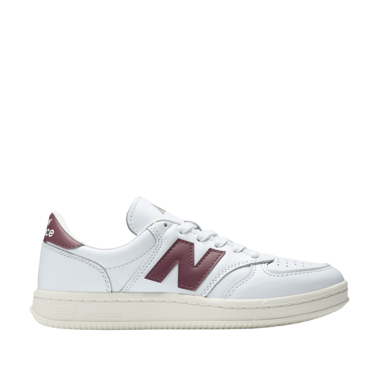 New Balance Men's 500 in White with Washed Burgundy