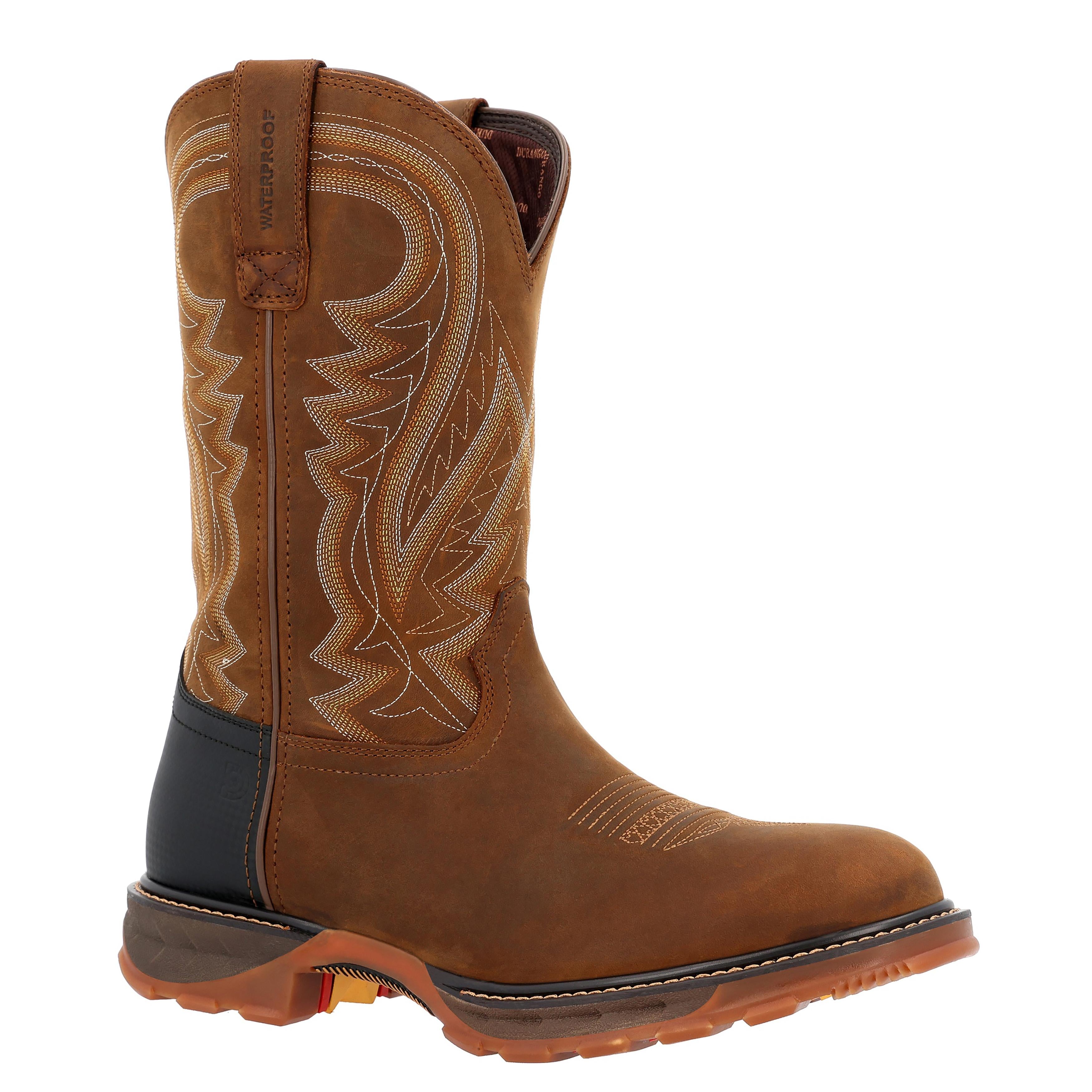 Bottes de travail imperméables Durango Maverick XP S 11 pouces pour hommes, marron.