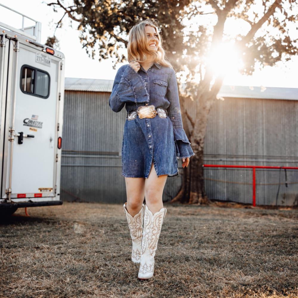 Bottes de style western Durango Crush S 16 pour femmes, blanches, taille M