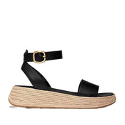 Fitflop Women's F-Mode Espadrille Leather Flatform in Black