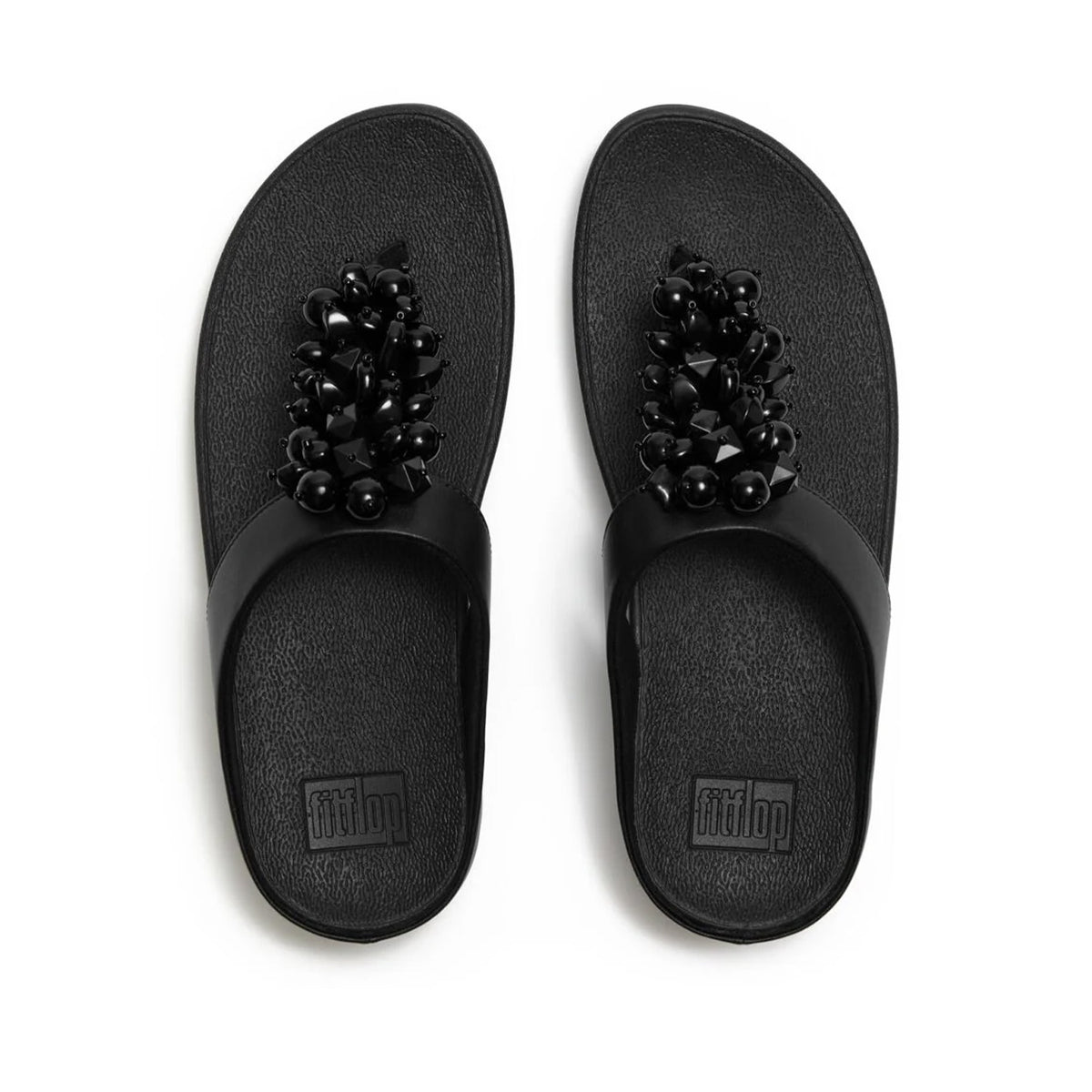 Fitflop Women's Fino Bead-Cluster Toe Post Sandals in Black