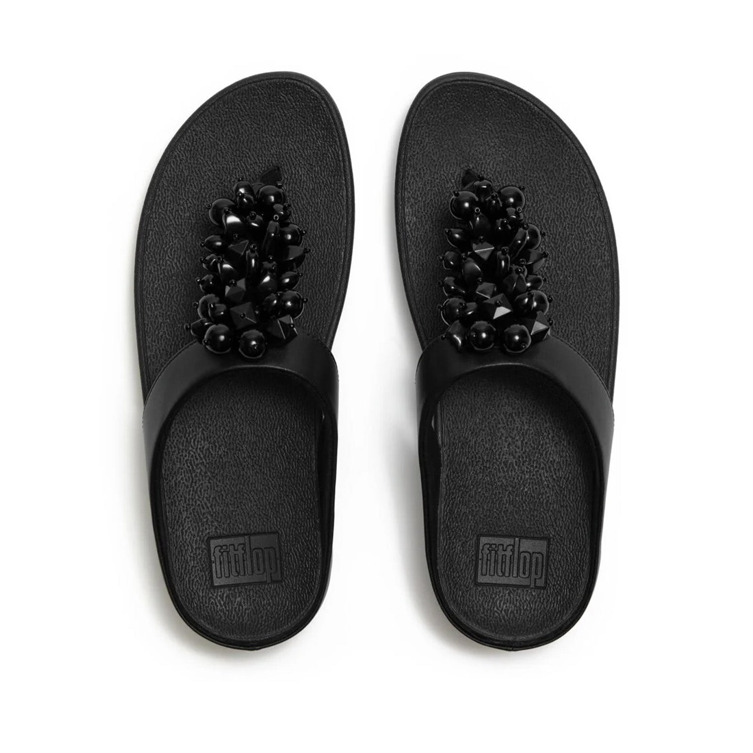 Fitflop Women's Fino Bead-Cluster Toe Post Sandals in Black