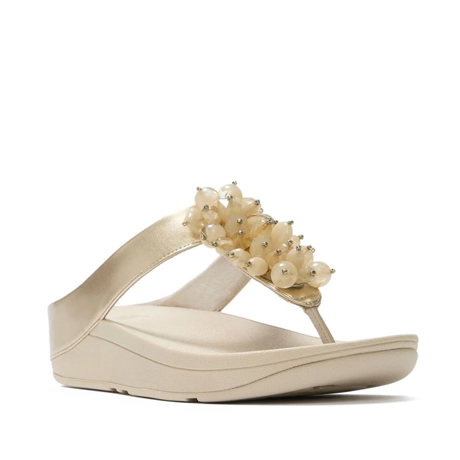 Fitflop Women's Fino Bead-Cluster Toe-Post Sandals in Platino