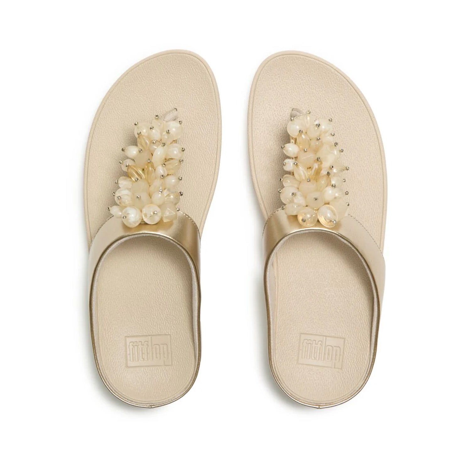 Fitflop Women's Fino Bead-Cluster Toe-Post Sandals in Platino