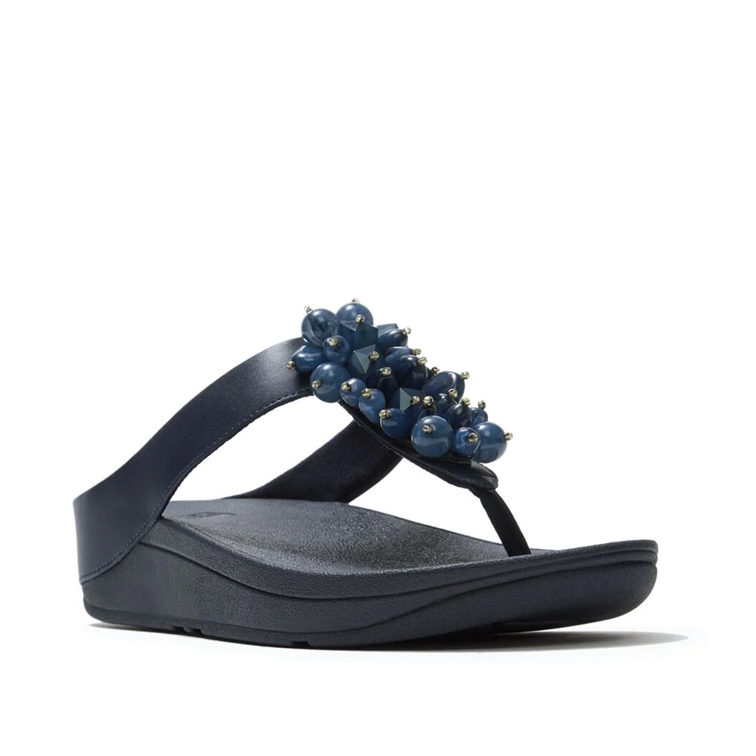 Fitflop Women's Fino in Bead-Cluster Toe-Post Sandals Midnight Navy