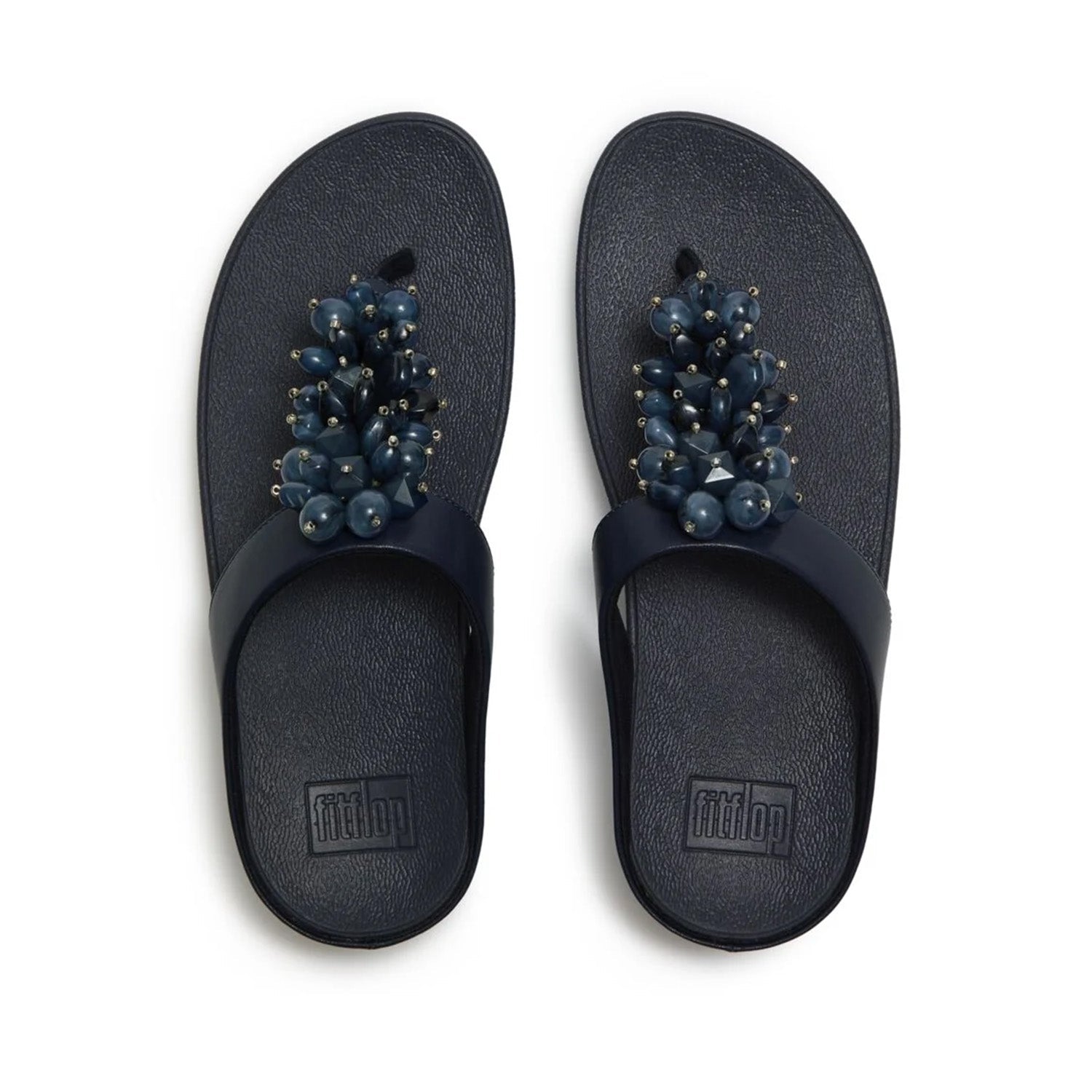 Fitflop Women's Fino in Bead-Cluster Toe-Post Sandals Midnight Navy
