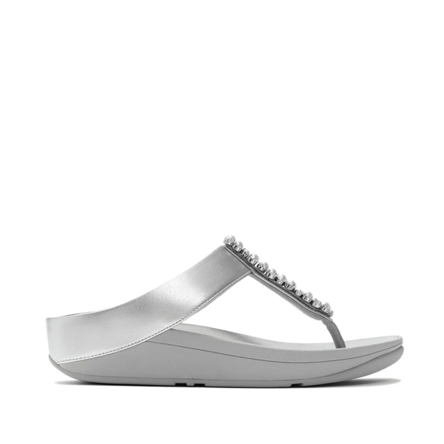 Fitflop Women's Fino Pearls-And-Crystal Toe-Post Sandals in Silver