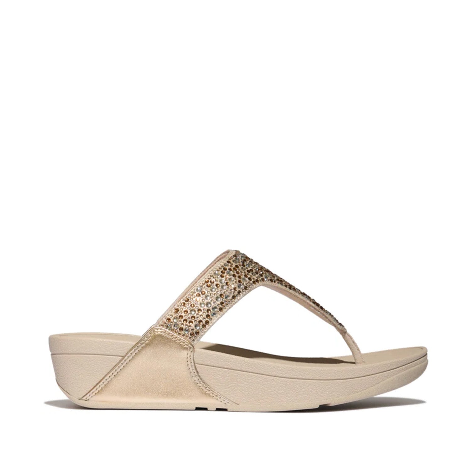 Fitflop Women's Lulu Crystal-Mix Toe-Post Sandals in Platino