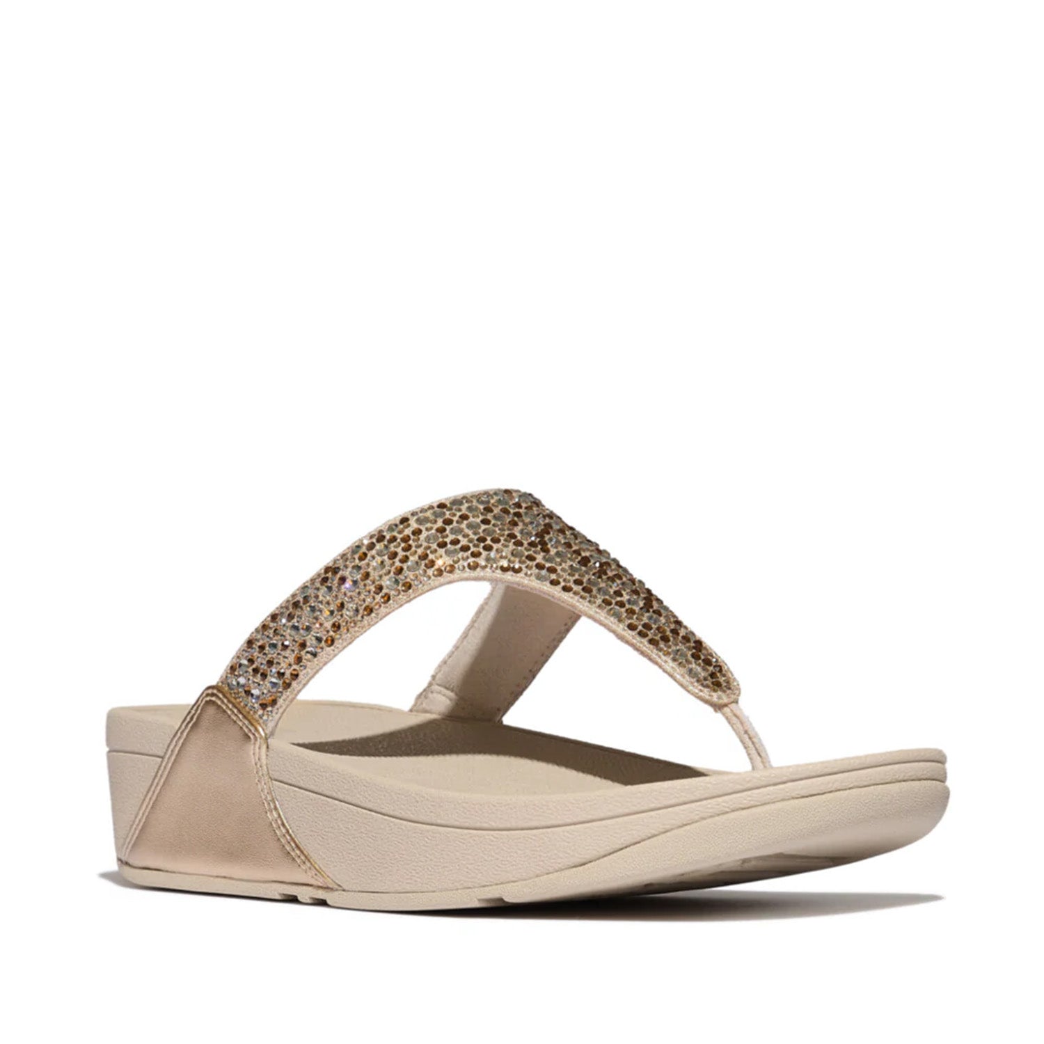 Fitflop Women's Lulu Crystal-Mix Toe-Post Sandals in Platino