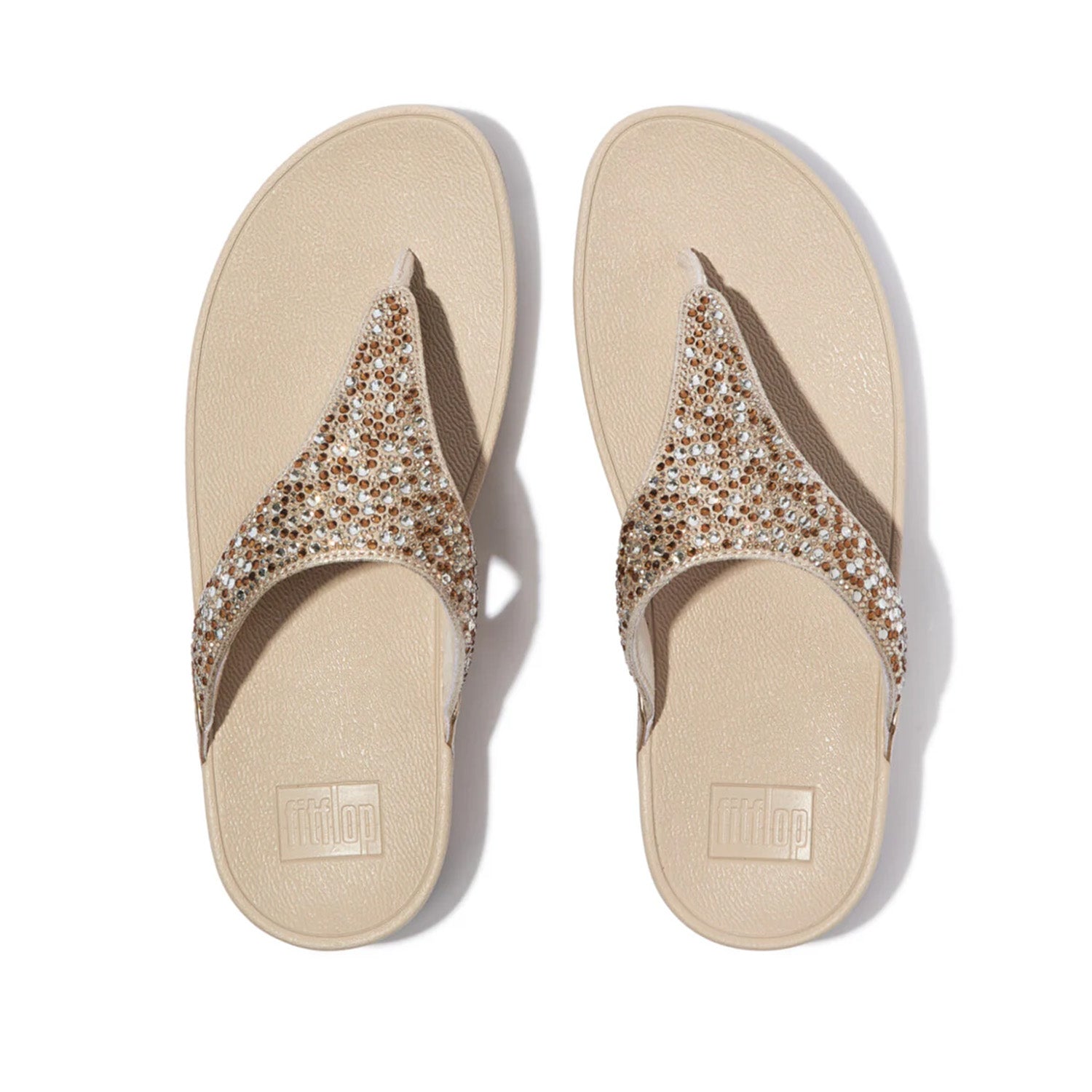 Fitflop Women's Lulu Crystal-Mix Toe-Post Sandals in Platino