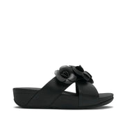 Fitflop Women's Lulu Flower Cross Slides in Black