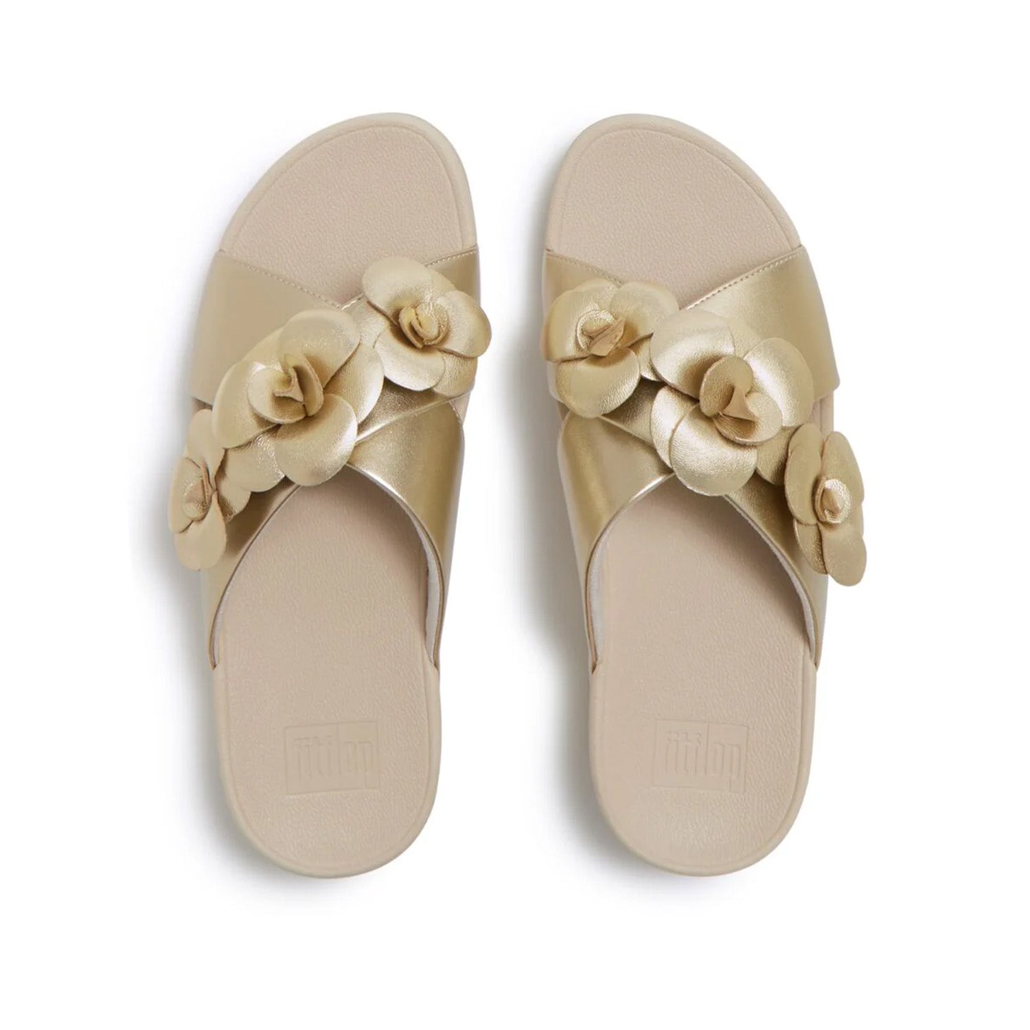 Fitflop Women's Lulu Flower Cross Slides in Platino
