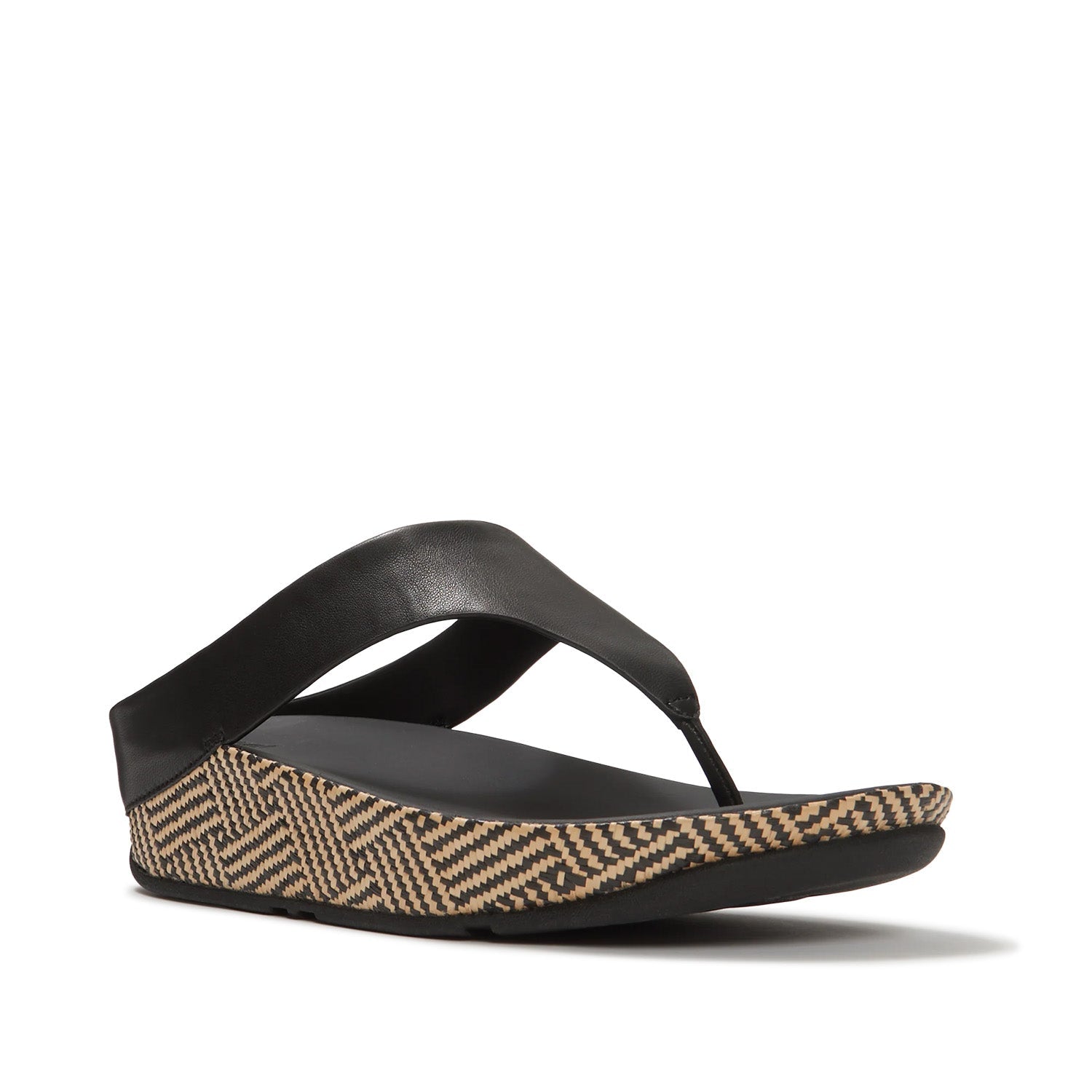 Fitflop Women's Lulu Lux Graphic-Weave Toe-Post in Black