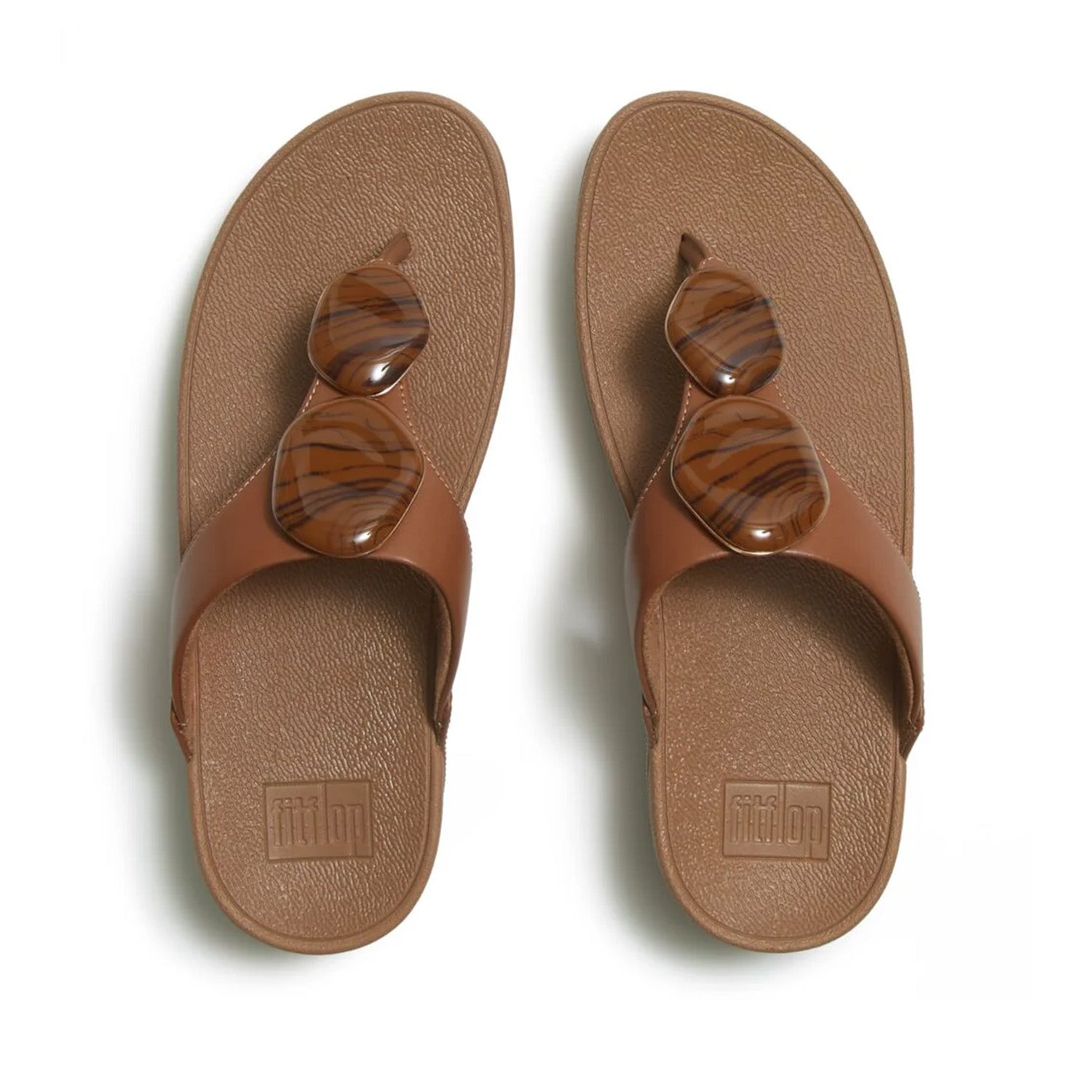 Fitflop Women's Lulu Marbled-Stone Toe Post in Deep Tan