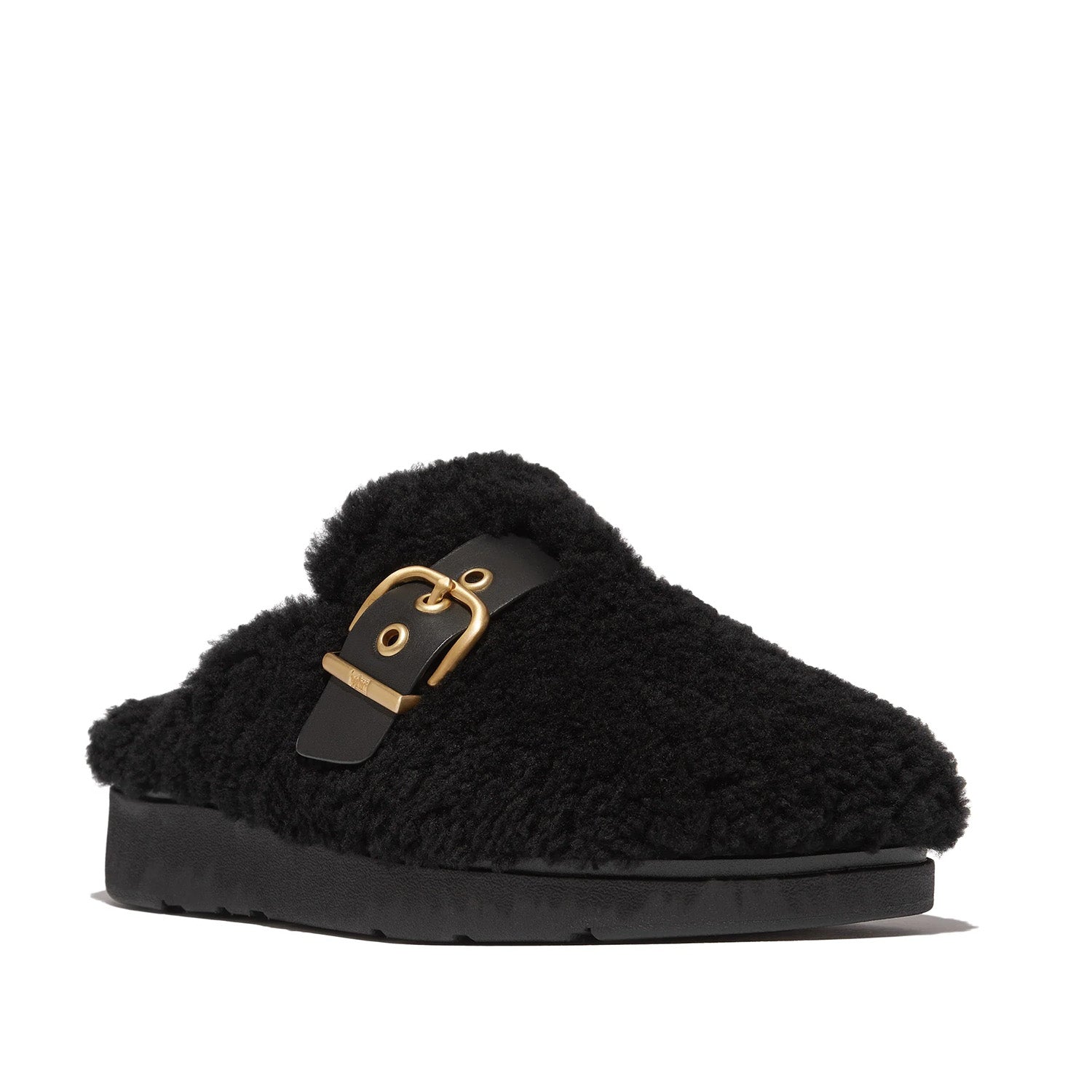 Fitflop Women's Gen-FF Buckle Curly Shearling Mules in Black