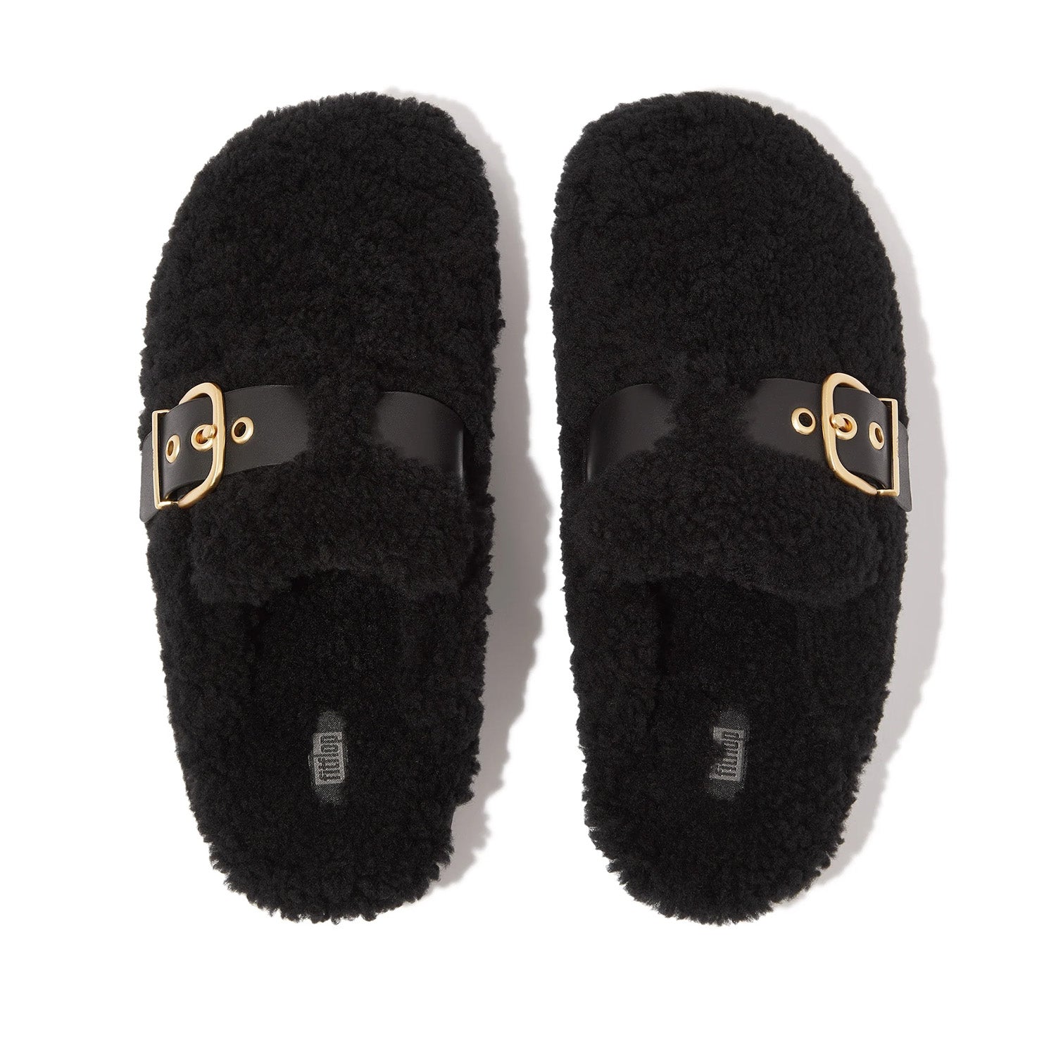 Fitflop Women's Gen-FF Buckle Curly Shearling Mules in Black