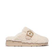 Fitflop Women's Gen-FF Buckle Curly Shearling Mules in Stone Beige