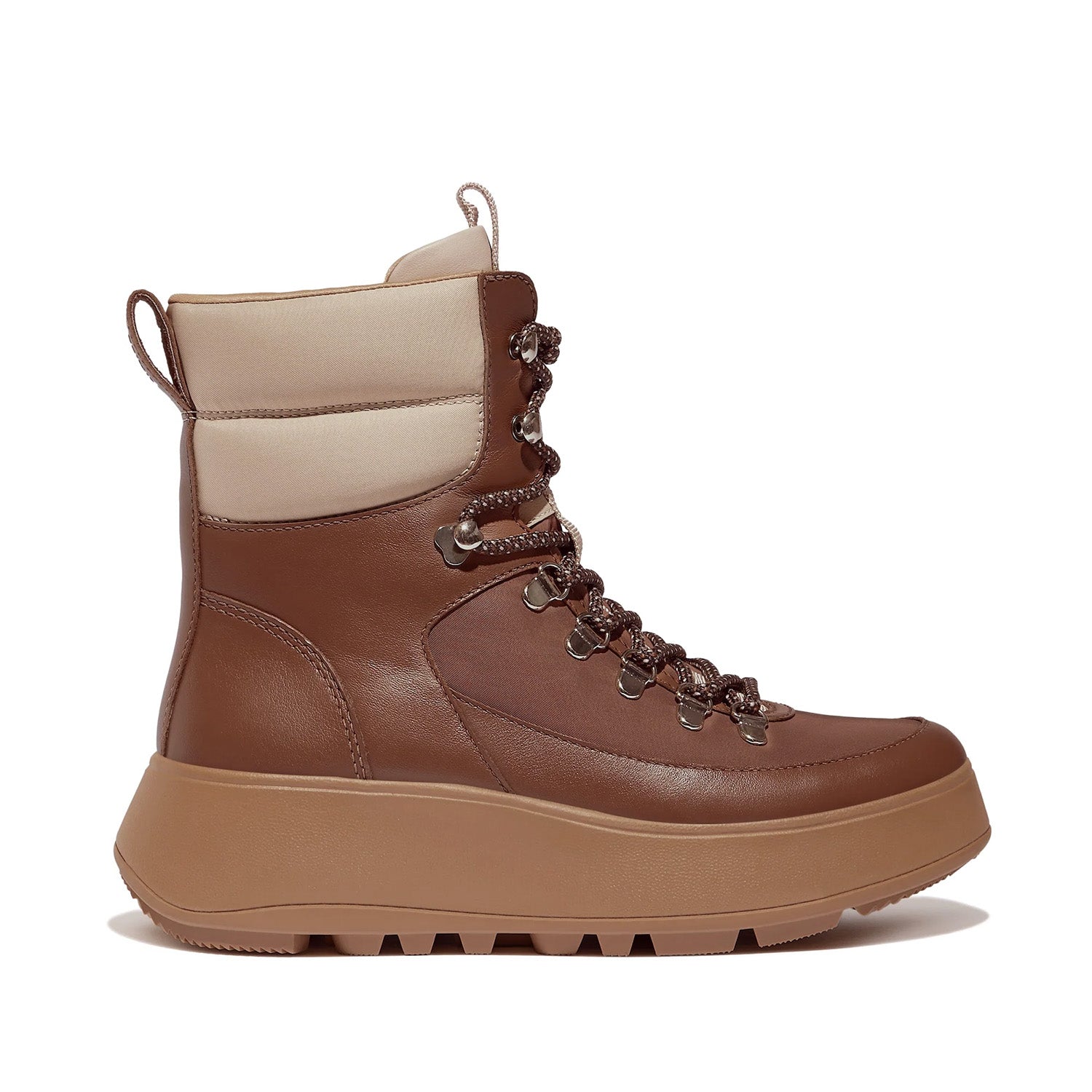 Fitflop Women's F-Mode Hiker Lace Flatform Ankle Boots in Rich Brown