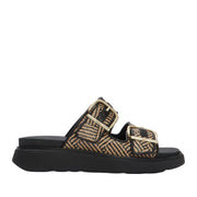 Fitflop Women's Gen-FF Buckle Graphic-Weave Two-Bar Slides in Black